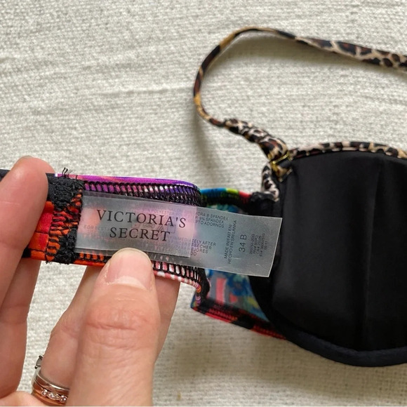 VICTORIA’S Secret Leopard floral colourful printed Push Up Bikini Top Size 34B - Picture 5 of 5